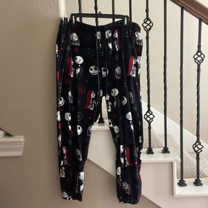 Nightmare Before Christmas Sz 2X (18W/20W) Black Plush Fleece Pajama Pants